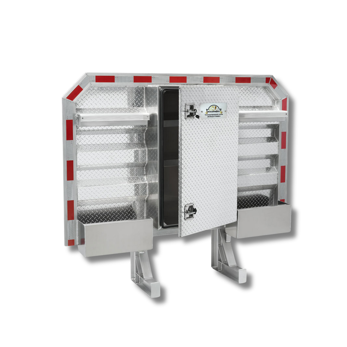 Head Rack with 3-Shelf Tool Box 68"x80" Aluminum - BEST SELLER