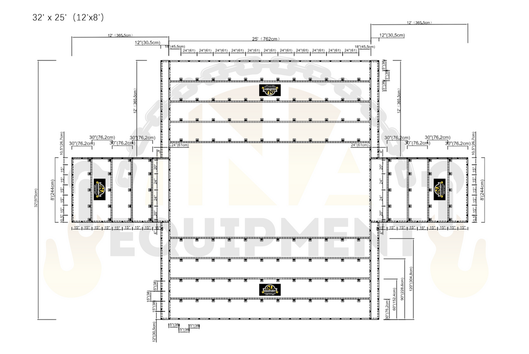 Tarp for RGN 32'x25' - 12 FT - 2  Flaps -15 oz Ripstop Body and 11oz Sides