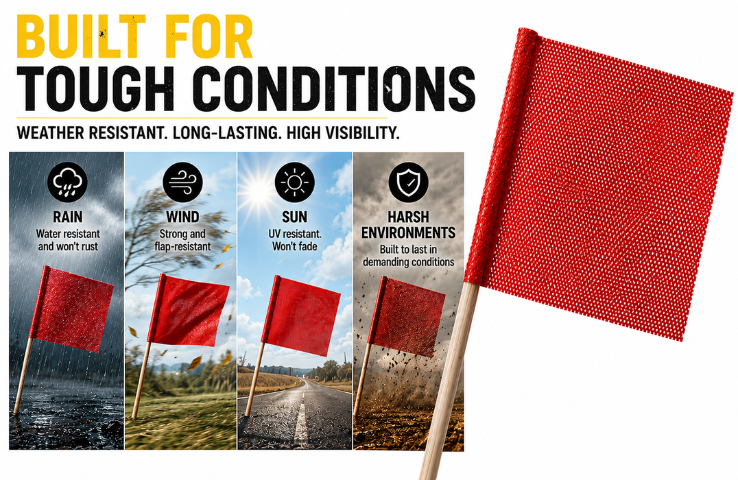 Flag Mesh with Wooden Stick Dowel  - 18" x 18"  - DOT Compliant