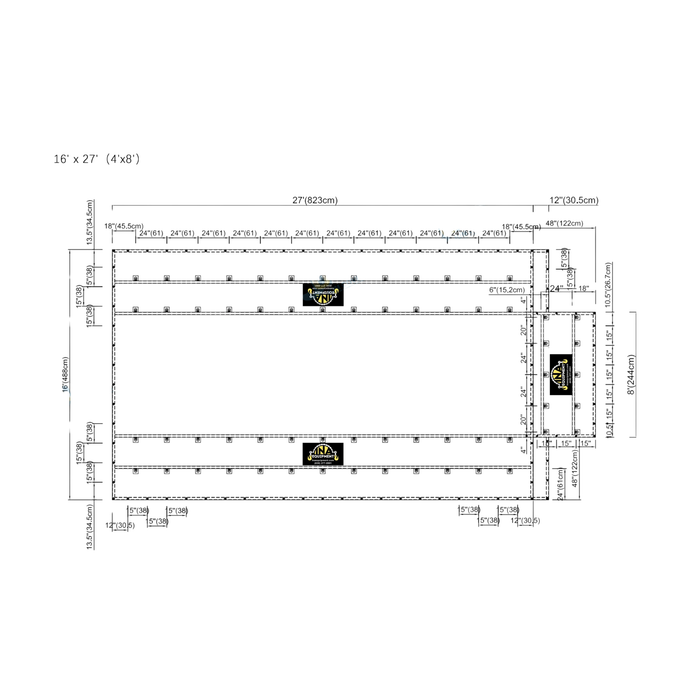 Lumber Tarp 16'x27' - 4 ft - 15oz Ripstop body with 11oz Ripstop side