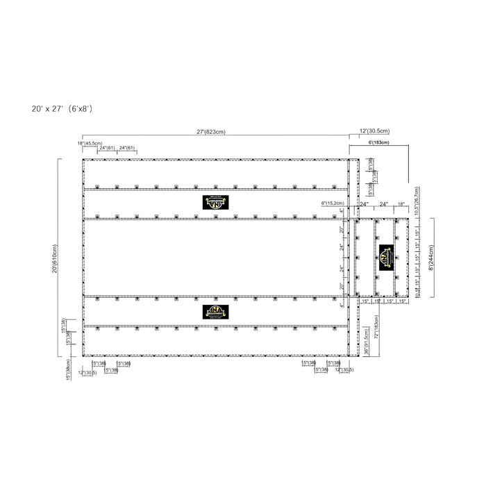 Lumber Tarp 20'X27' - 6 ft - 15oz Ripstop body with 11oz Ripstop side