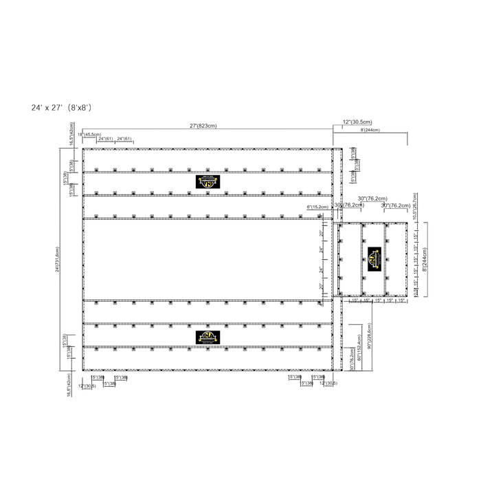 Lumber Tarp 24'X27' - 8 FT - 15oz Ripstop body with 11oz Ripstop side