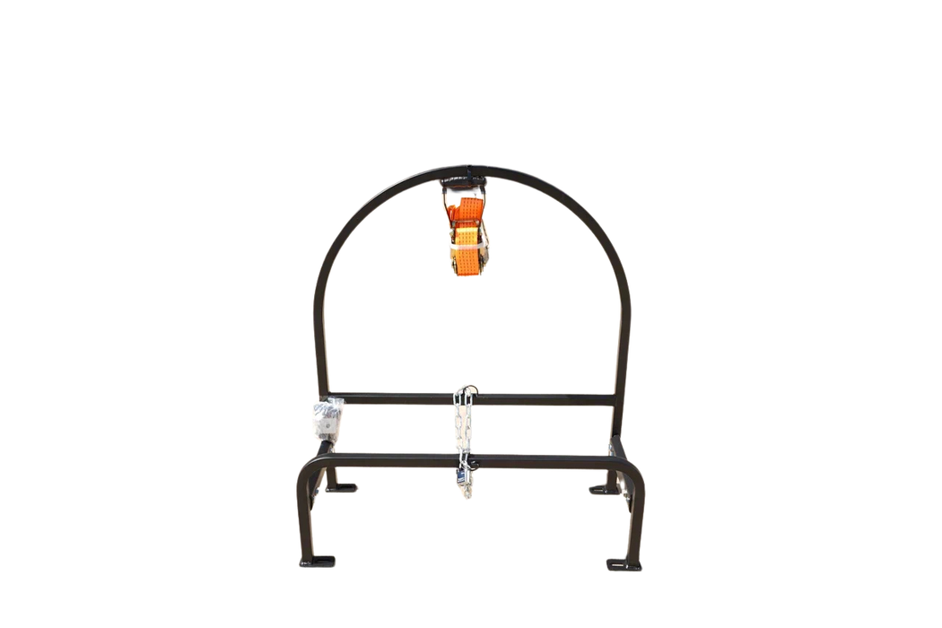 Adjustable Semi Truck Spare Tire Carrier Rack with Chain, Rim Holder & Ratchet Strap