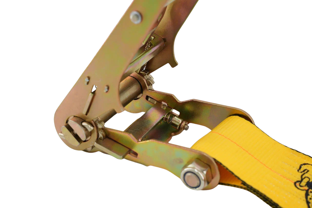 4" Ratchet Strap Assembly with Chain Anchor & Grab Hook | 5,400 lb WLL | INA Equipment