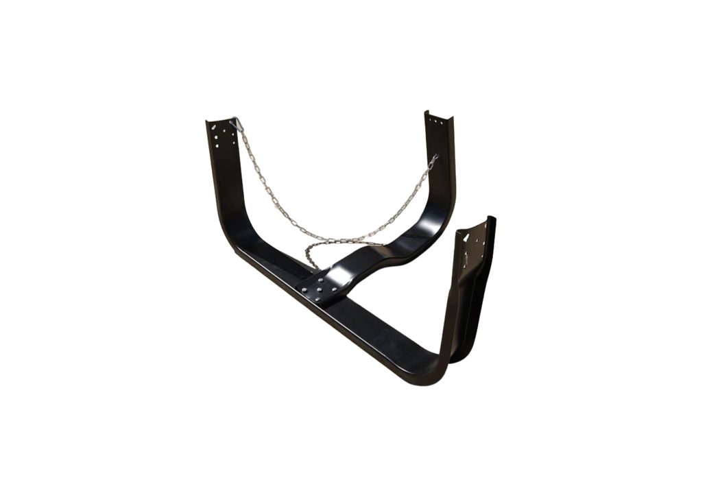 Nash Style Trailer Spare Tire Mount – Black Steel Carrier with Safety Chain & Mounting Hardware