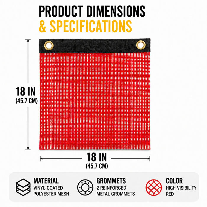 18″ × 18″ Red Mesh Safety Flag with Grommets
