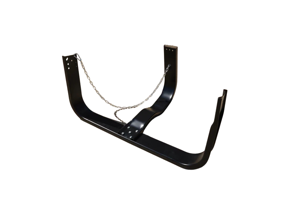 Nash Style Trailer Spare Tire Mount – Black Steel Carrier with Safety Chain & Mounting Hardware