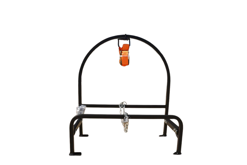 Adjustable Semi Truck Spare Tire Carrier Rack with Chain, Rim Holder & Ratchet Strap
