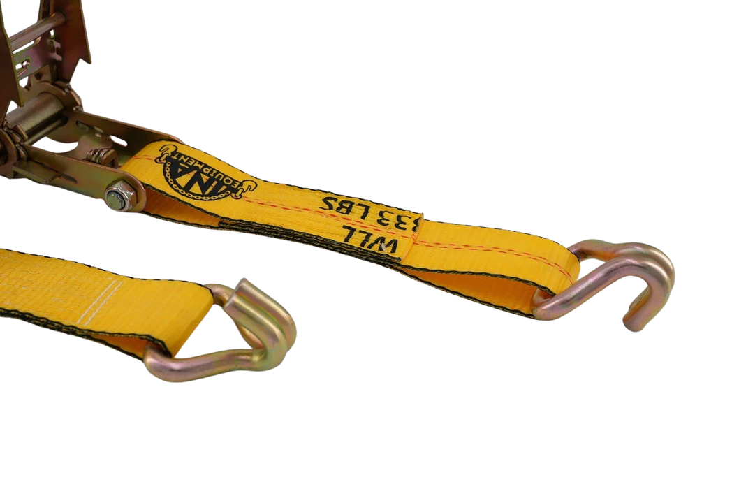 2" × 30' Ratchet Strap with Double J-Hooks(Wire Hooks) | 3,333 lb WLL | INA Equipment