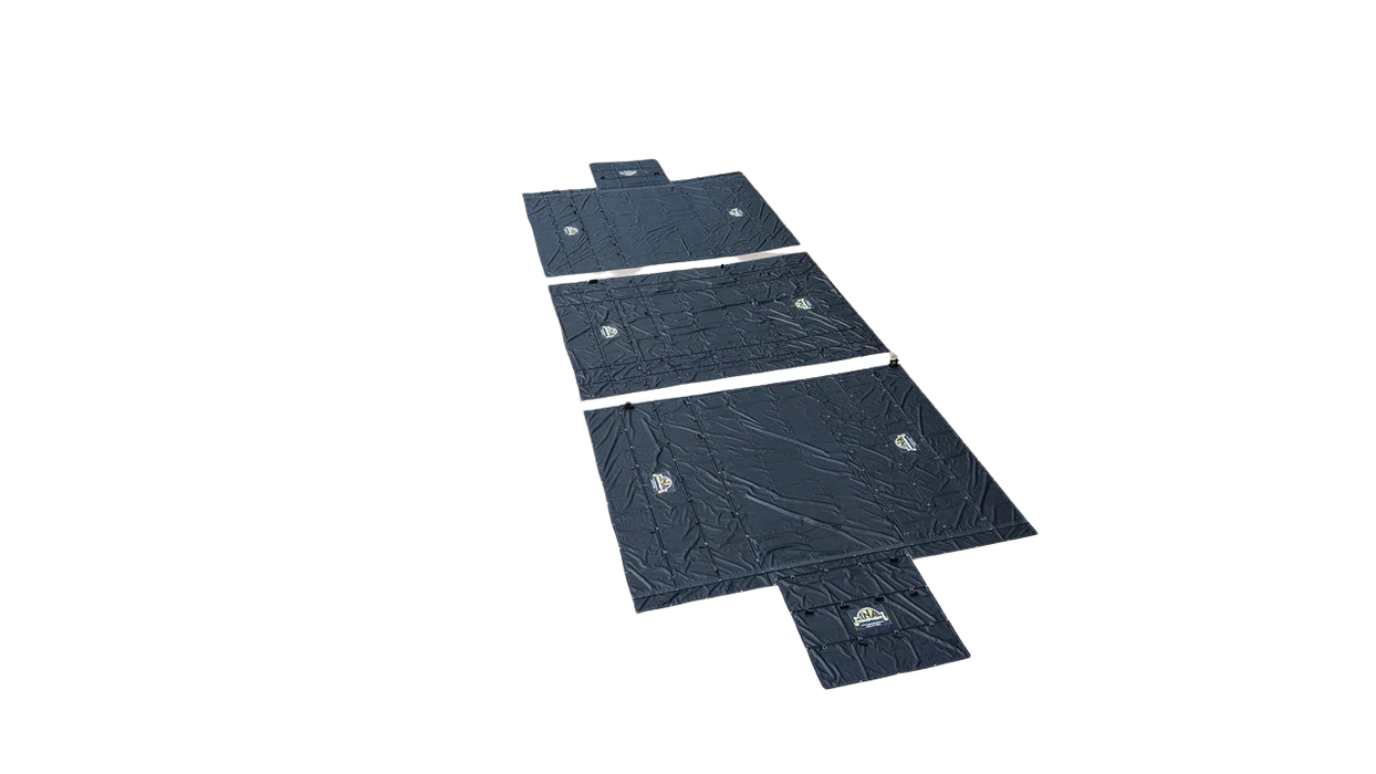 3-Piece Lumber Tarp Set – 24' x 18' + (2) 24' x 18' with 8' x 8' Flaps | 15 oz Waterproof Ripstop PVC Flatbed Tarps | INA Equipment