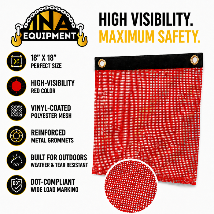 18″ × 18″ Red Mesh Safety Flag with Grommets