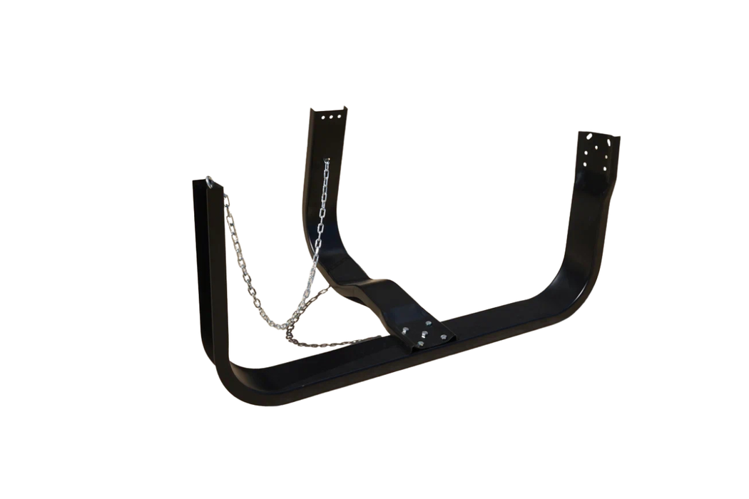 Nash Style Trailer Spare Tire Mount – Black Steel Carrier with Safety Chain & Mounting Hardware