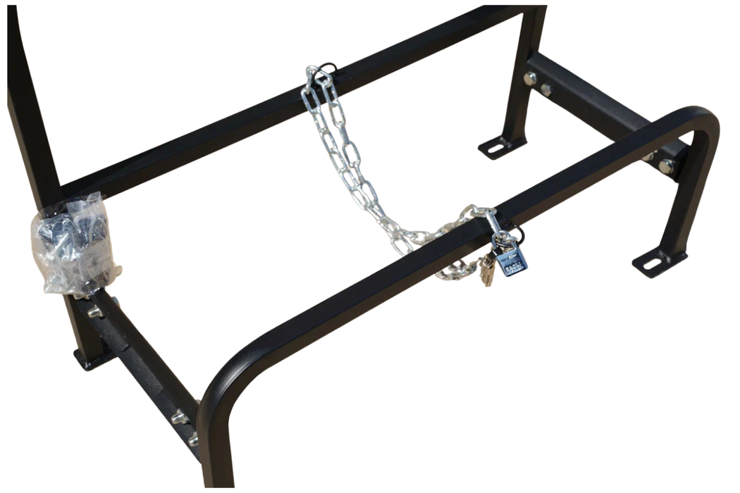Adjustable Semi Truck Spare Tire Carrier Rack with Chain, Rim Holder & Ratchet Strap