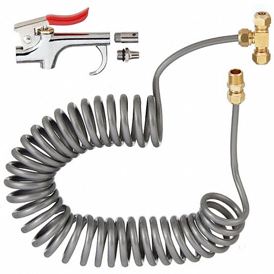 Air blower Gun Kit: Thumb-Lever Grip, Zinc Alloy, 1/4 in, 2 Nozzle(s), High Pressure, Straight