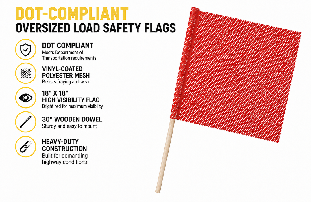 Flag Mesh with Wooden Stick Dowel  - 18" x 18"  - DOT Compliant