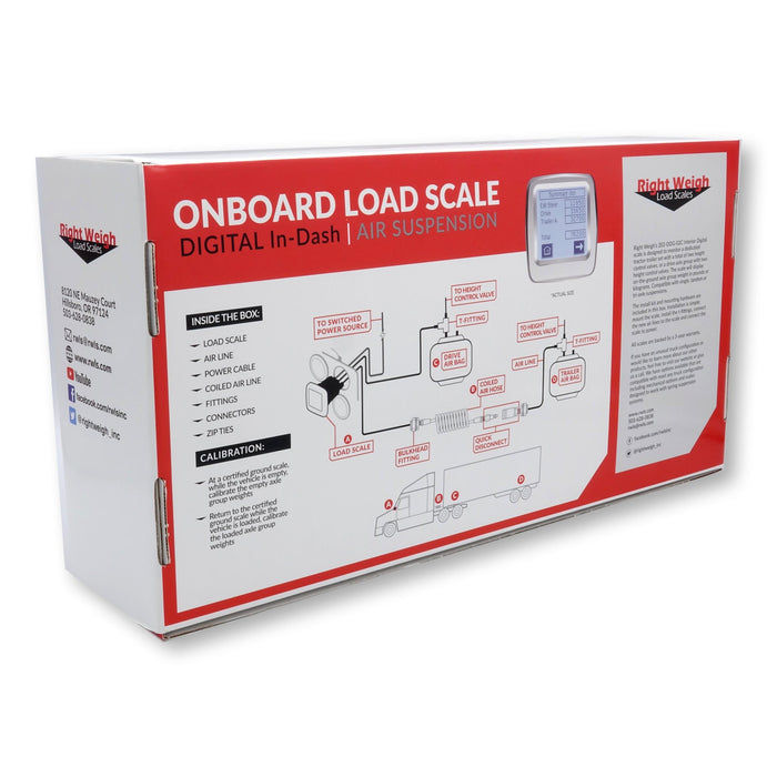 Right Weigh 202-DDG-02RKC In-Dash Digital Bluetooth Load Scale Kit for Truck & Trailer Air Suspension