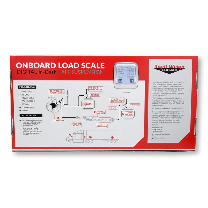 Right Weigh 202-DDG-02RKC In-Dash Digital Bluetooth Load Scale Kit for Truck & Trailer Air Suspension