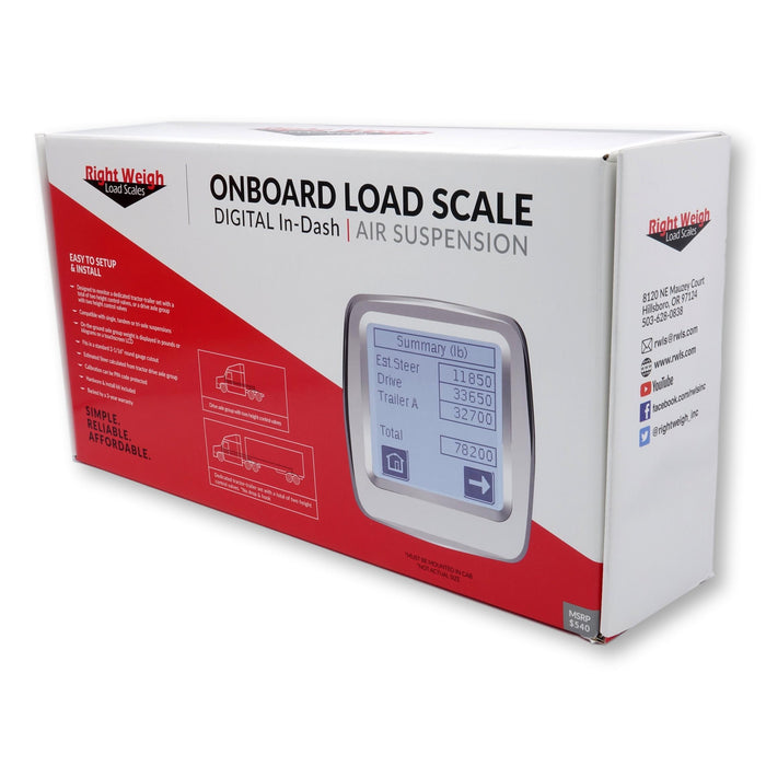 Right Weigh 202-DDG-02RKC In-Dash Digital Bluetooth Load Scale Kit for Truck & Trailer Air Suspension