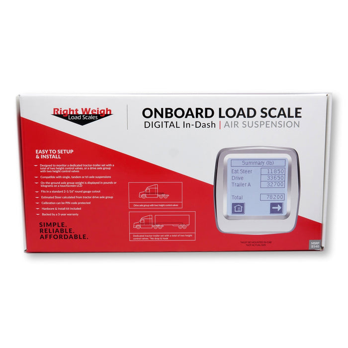 Right Weigh 202-DDG-02RKC In-Dash Digital Bluetooth Load Scale Kit for Truck & Trailer Air Suspension