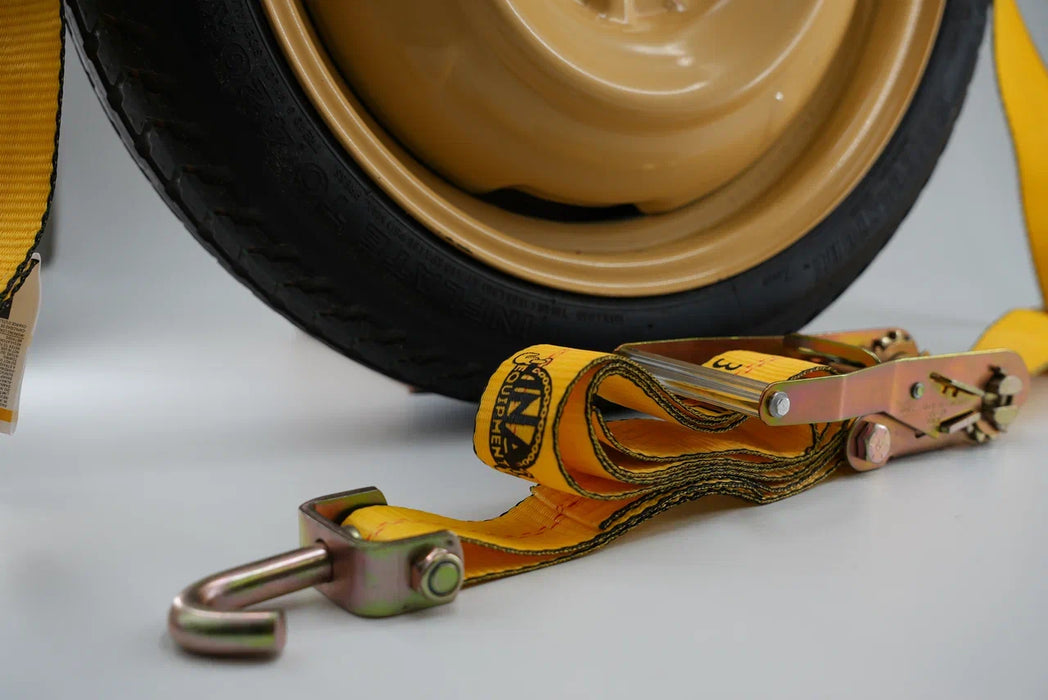 2" × 12' Over-the-Tire Ratchet Strap with Swivel J-Hooks | 1,667 lb WLL | INA Equipment