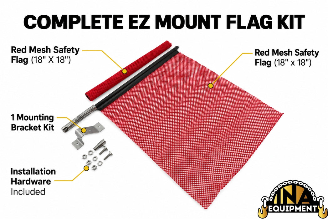 EZ Mount Oversize Load Flag Kit | 18" × 18" Mesh Flag | Spare Flag Included | INA Equipment