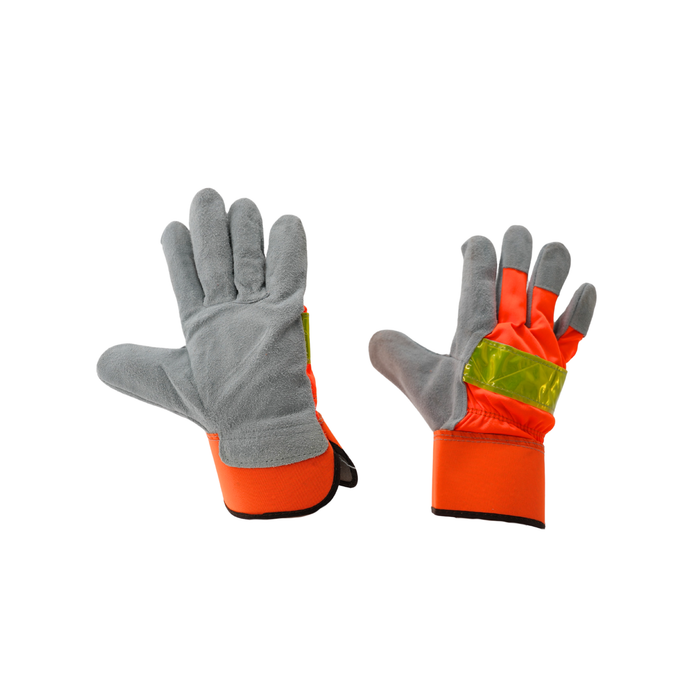 High‑Visibility Leather Safety Gloves