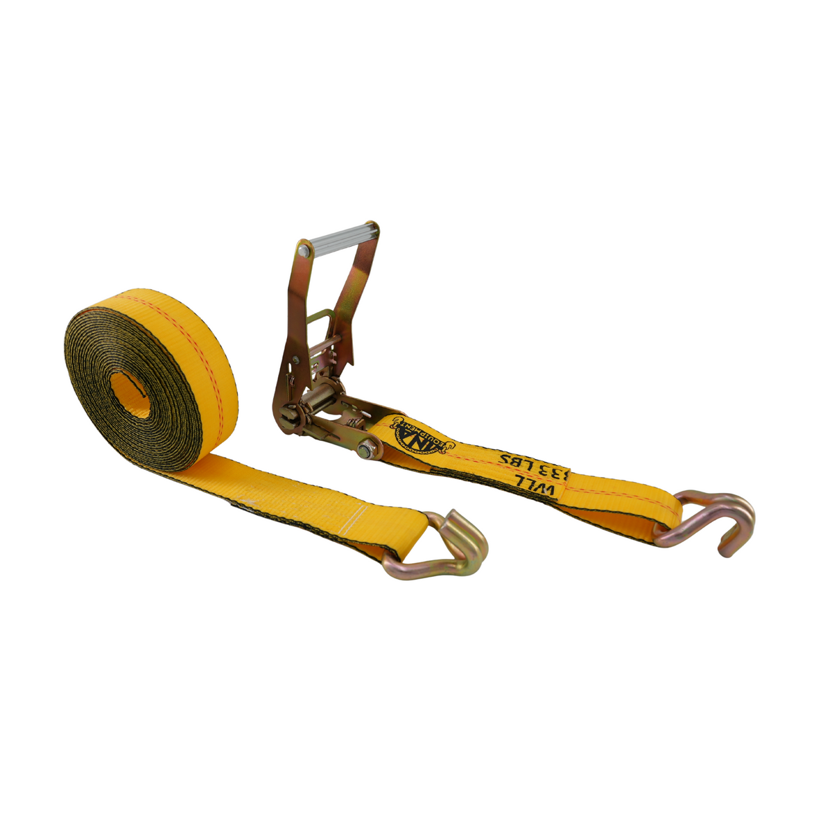 2″ × 30′ Ratchet Strap with Wire J‑Hooks — INA Equipment®