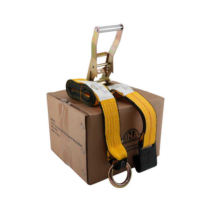 2"x10' Side Mount Wheel Car Strap with Ratchet & Flat Hook (4 pieces/box)