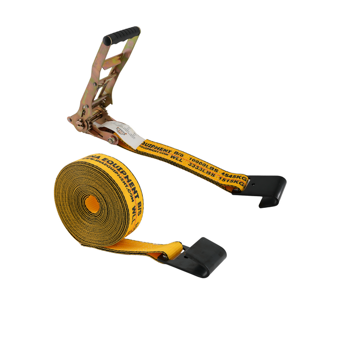 2″ × 30′ Reversed‑Handle Ratchet Strap with Flat Hook