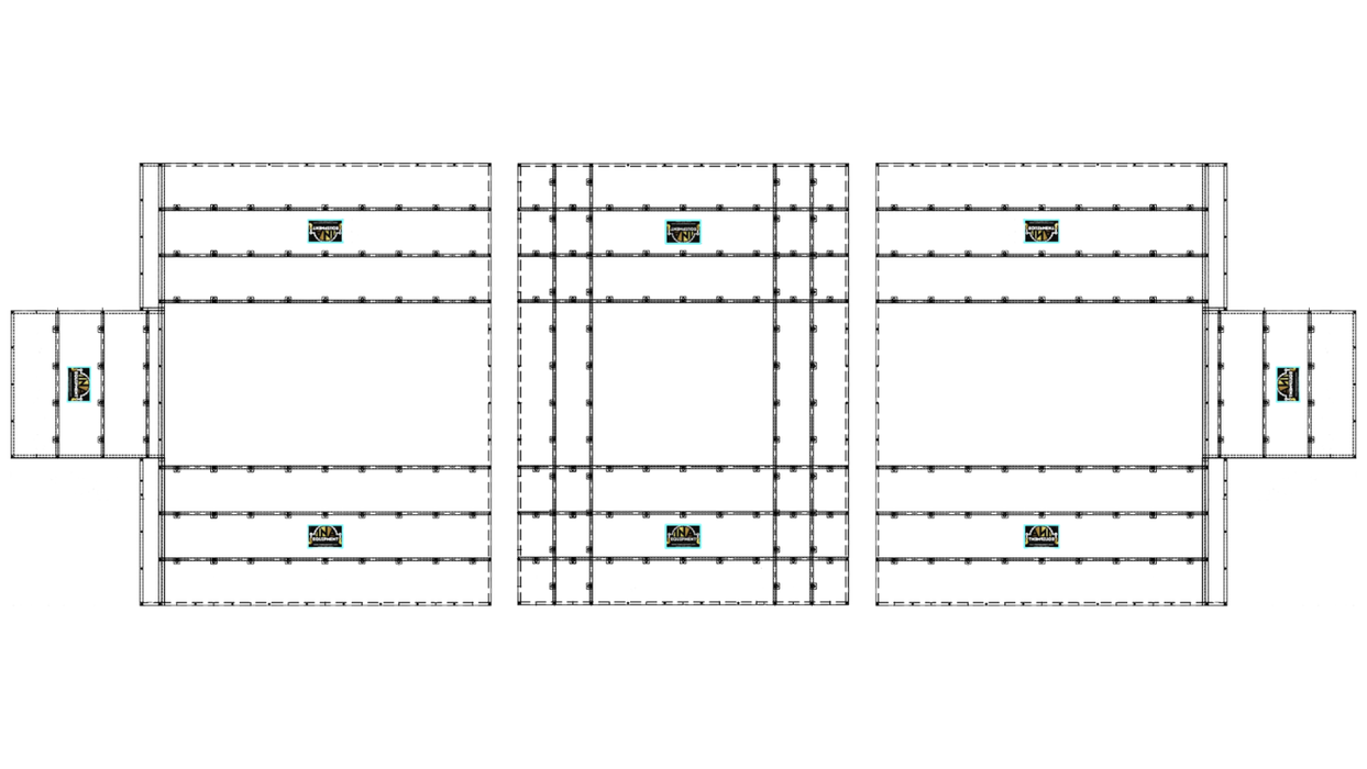 3-Piece Lumber Tarp Set – 24' x 18' + (2) 24' x 18' with 8' x 8' Flaps | 15 oz Waterproof Ripstop PVC Flatbed Tarps | INA Equipment