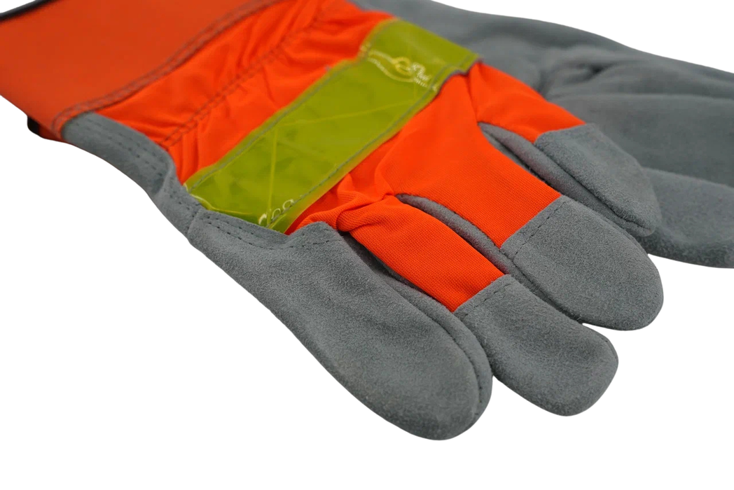 High-Visibility Split Cowhide Leather Work Gloves XL | Reflective Safety Cuff | INA Equipment