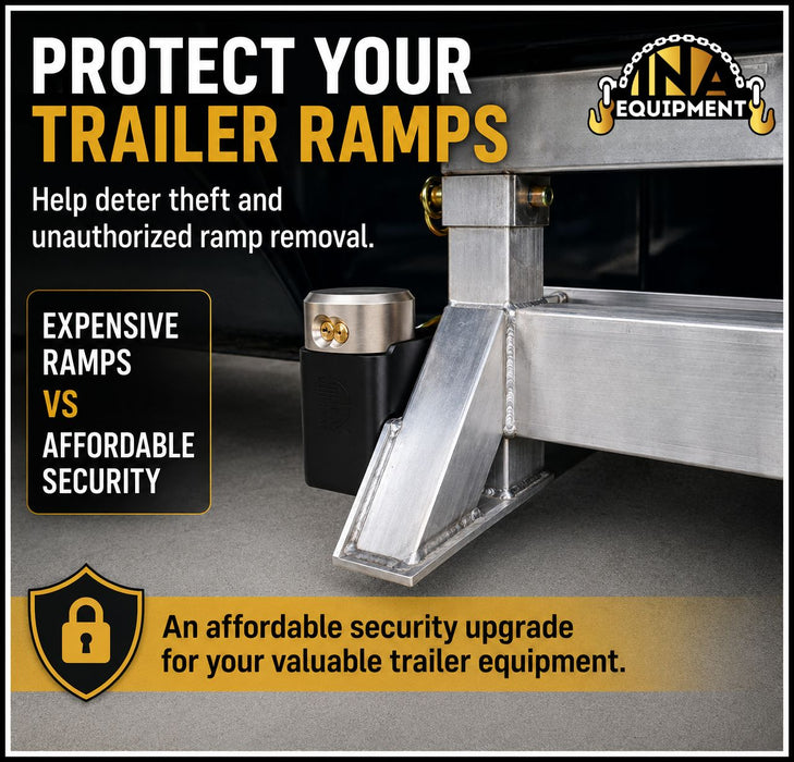 Trailer Ramp Lock Bracket Kit | 4-Piece Steel Anti-Theft Ramp Brackets | INA Equipment