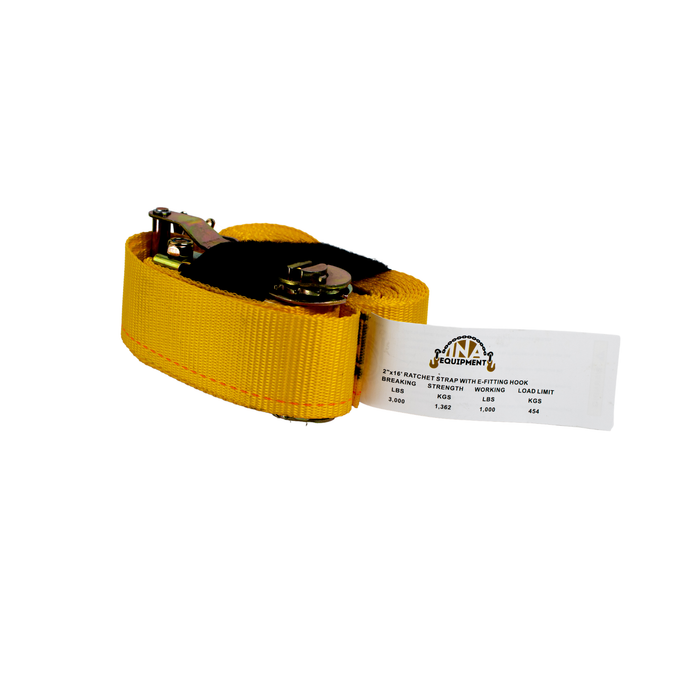 2″ × 16′ Ratchet Strap with E‑Fitting & Hook