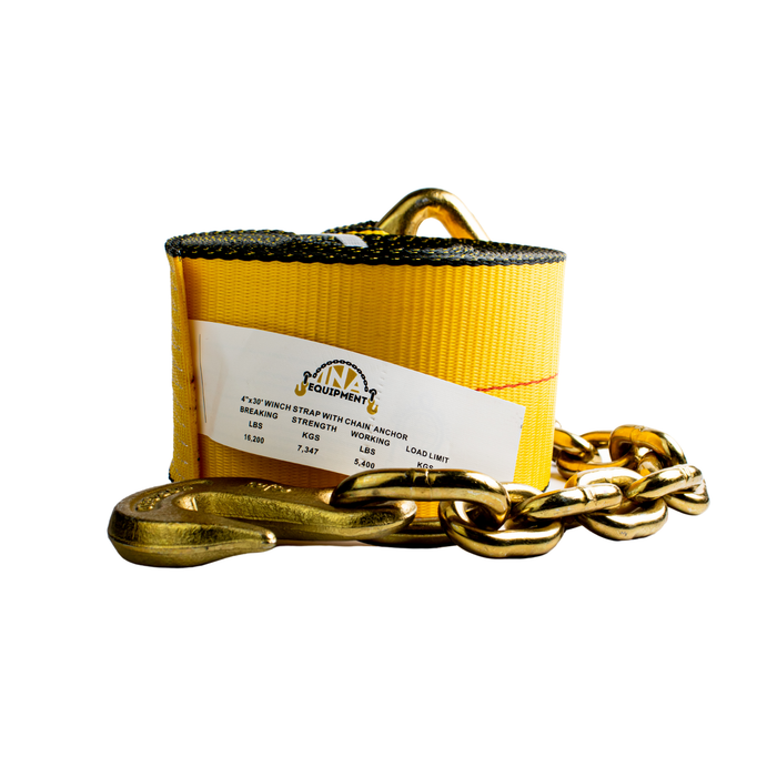 4"x30' Winch strap with Chain Anchor