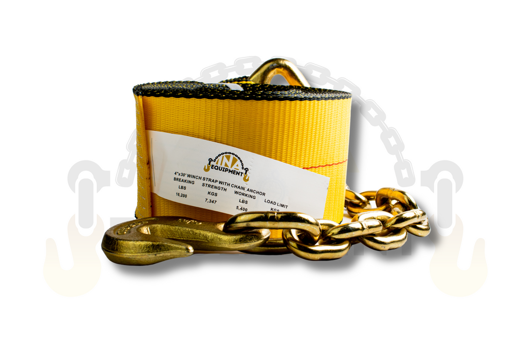 4"x30' Winch strap with Chain Anchor