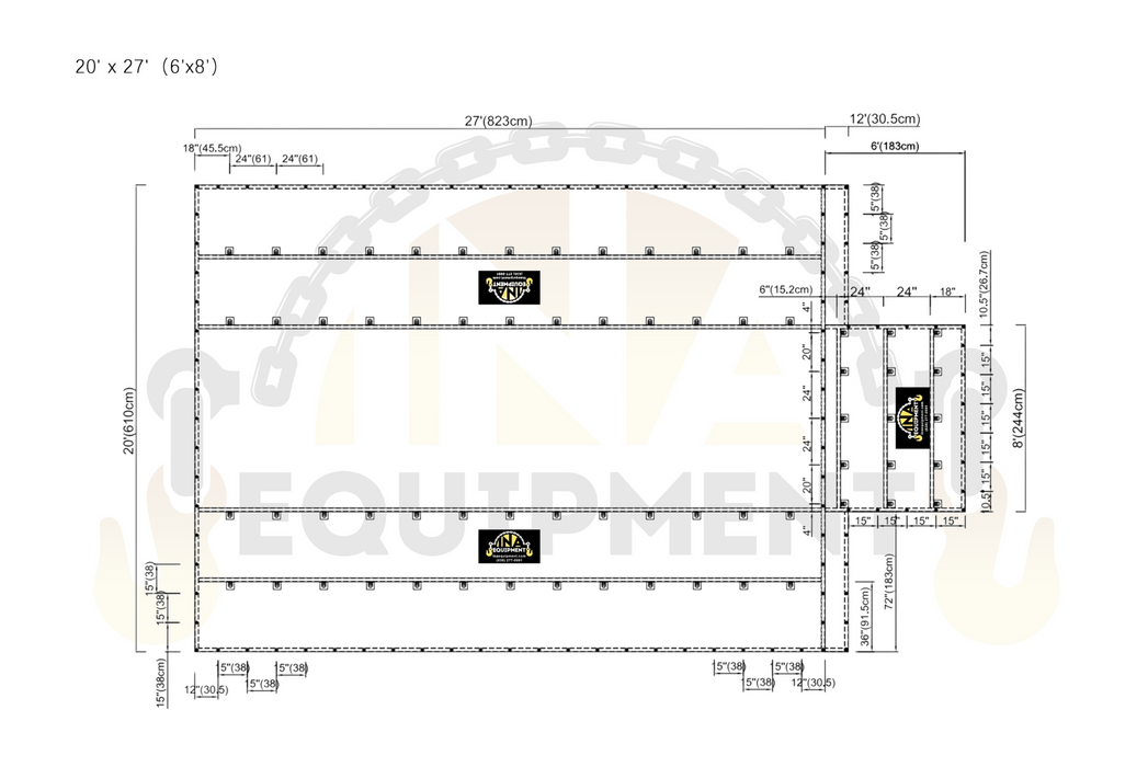 Lumber Tarp 20'X27' - 6 ft - 15oz Ripstop body with 11oz Ripstop side