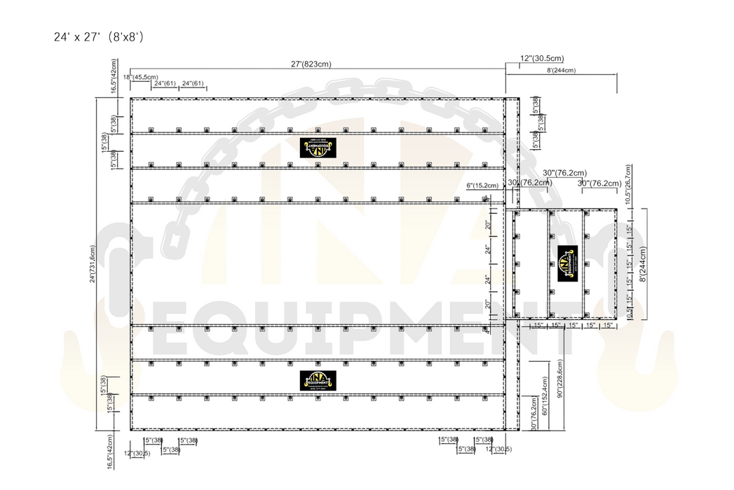 Lumber Tarp 24'X27' - 8 FT - 15oz Ripstop body with 11oz Ripstop side