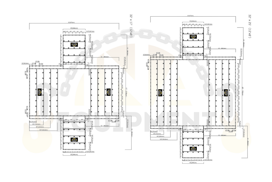 Lumber Tarp Set for RGN 32'x25' and 32'x17' - 12 FT - 2  Flaps -Ripstop body 15oz with 11oz side