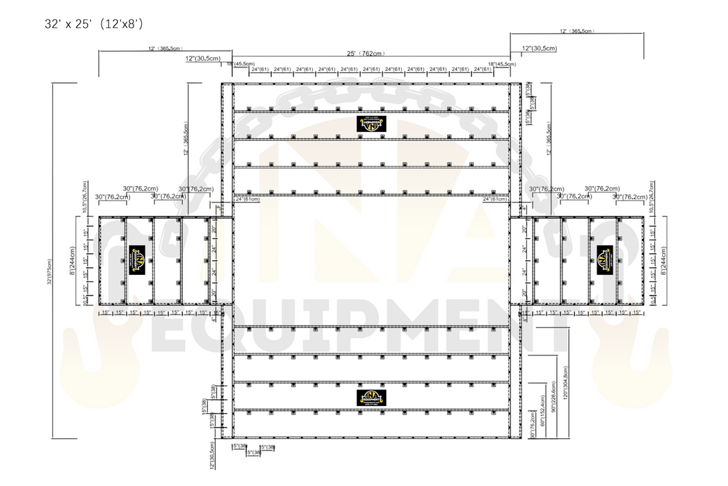 Lumber Tarp Set for RGN 32'x25' and 32'x17' - 12 FT - 2  Flaps -Ripstop body 15oz with 11oz side